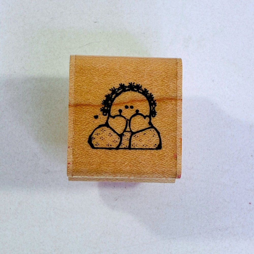 D.O.T.S. Peeking Nanny Wood Mounted Rubber Stamp B 172 Vintage Paper Craft